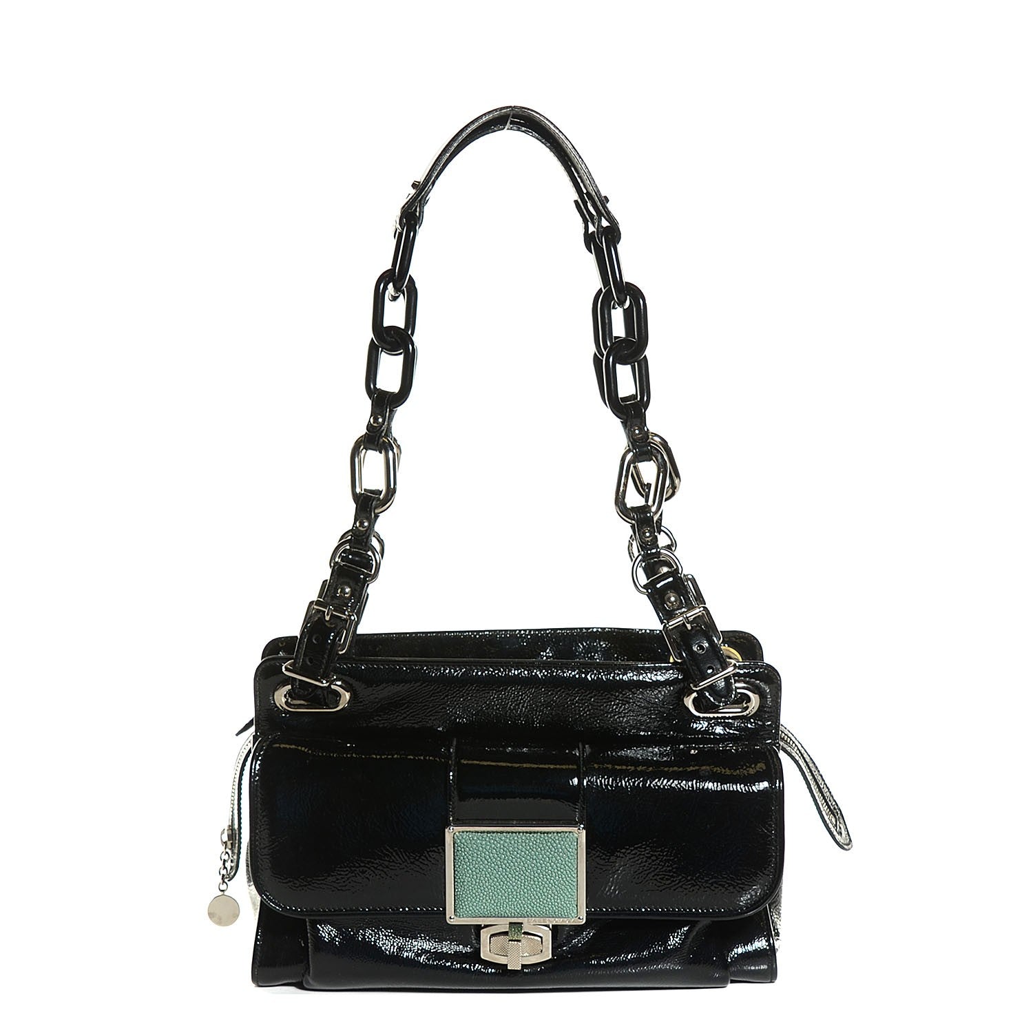 Balenciaga Patent Leather Stingray Cherche Midi Chain Shoulder Bag Black 1 of 9