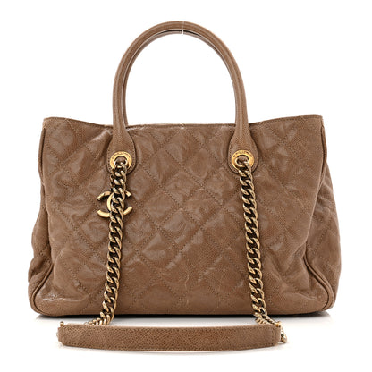 Chanel Glazed Caviar Quilted Small Shiva Tote Beige 1 of 10
