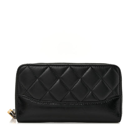 Chanel Aged Calfskin Quilted Small Gabrielle Zip Around Wallet Black 1 of 10
