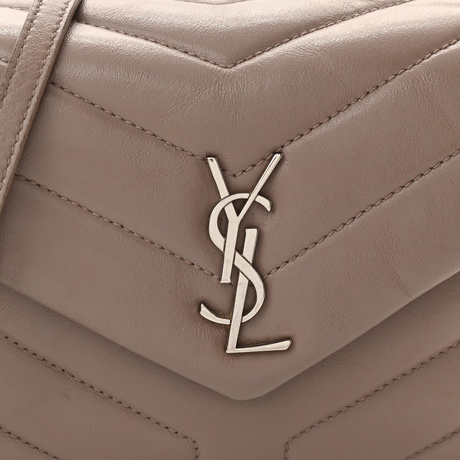 Saint Laurent Calfskin Y Quilted Monogram Toy Loulou Crossbody Bag Taupe 10 of 14