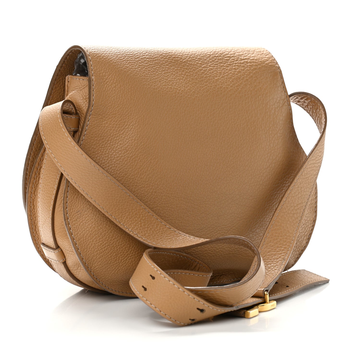 Calfskin Medium Marcie Round Crossbody Bag Milky Coffee