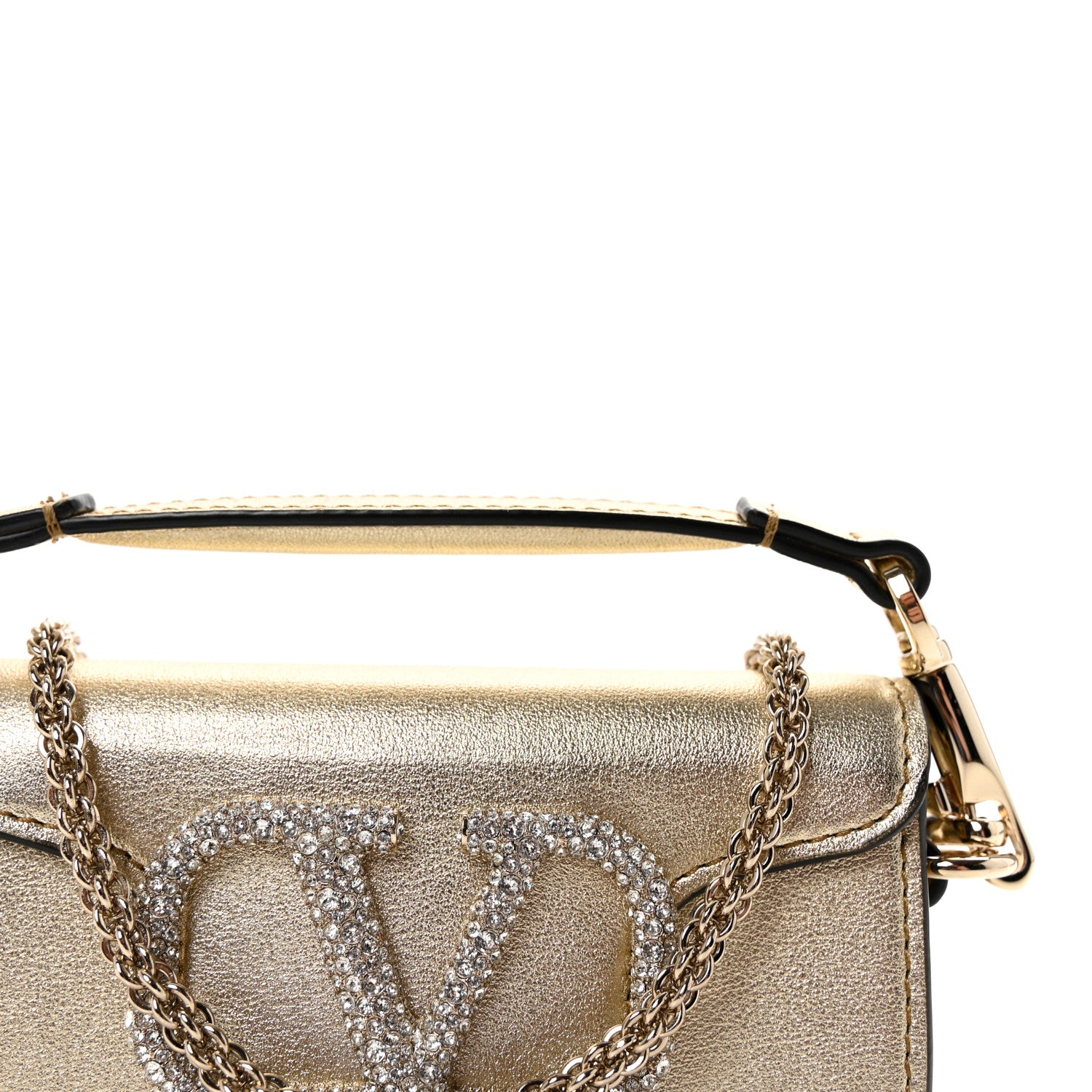 Valentino Garavani Metallic Calfskin Crystal Vlogo Micro Loco Shoulder Bag Platino 7 of 9