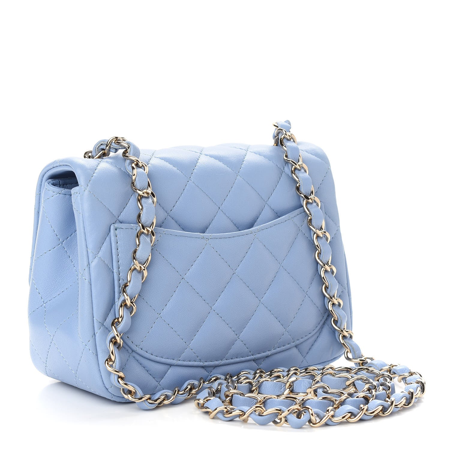 Chanel Lambskin Quilted Mini Square Flap Light Blue 2 of 8