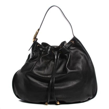 Gucci Pebbled Calfskin Medium Interlocking Icon Shoulder Bag Black 1 of 7