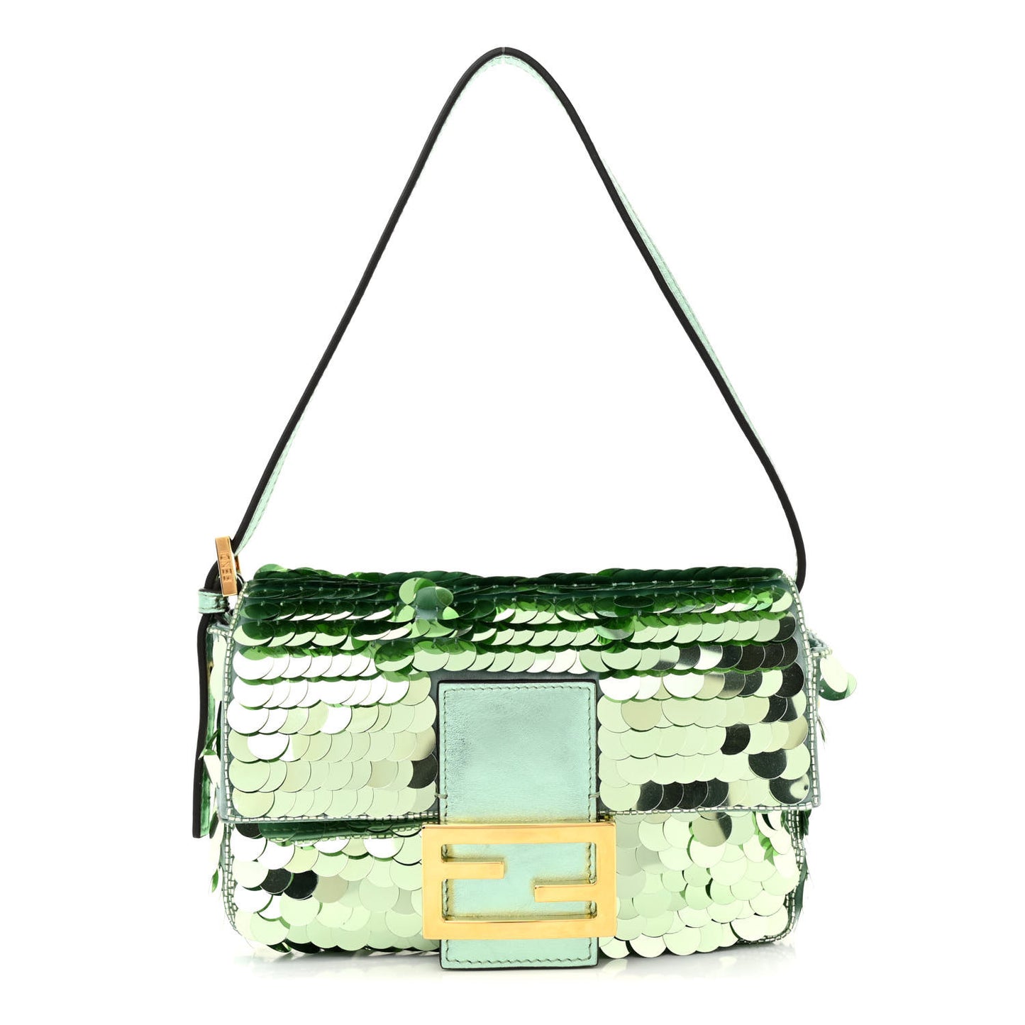 Satin Paillettes Catalan Mirror Mini Baguette 1997 Green
