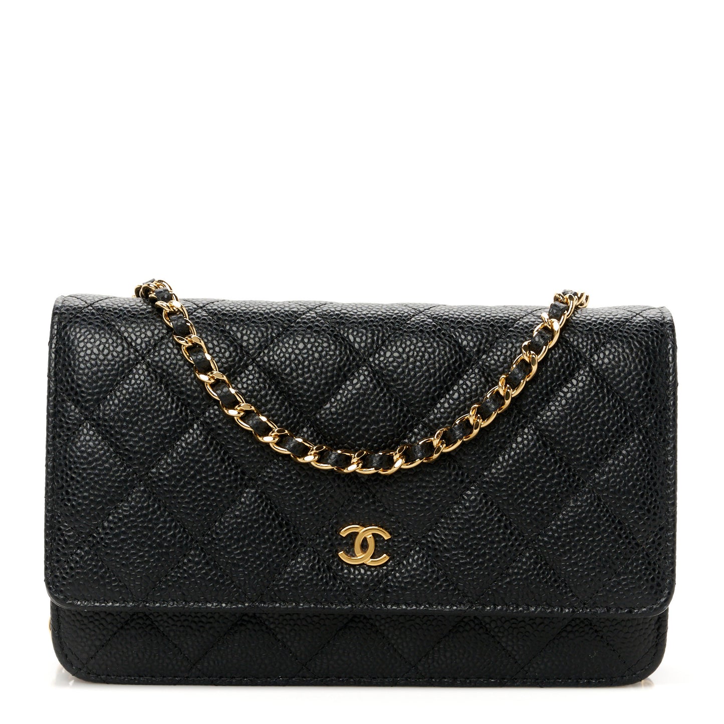Caviar Quilted Wallet on Chain WOC Black