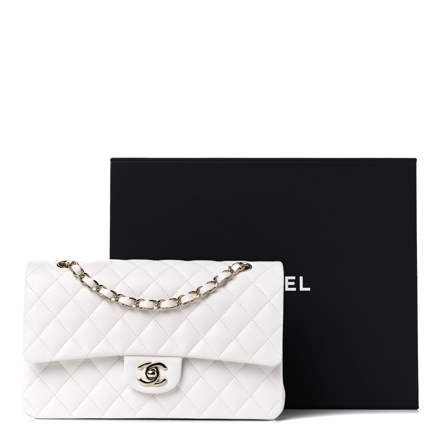 Chanel Caviar Quilted Medium Double Flap White 10 of 10