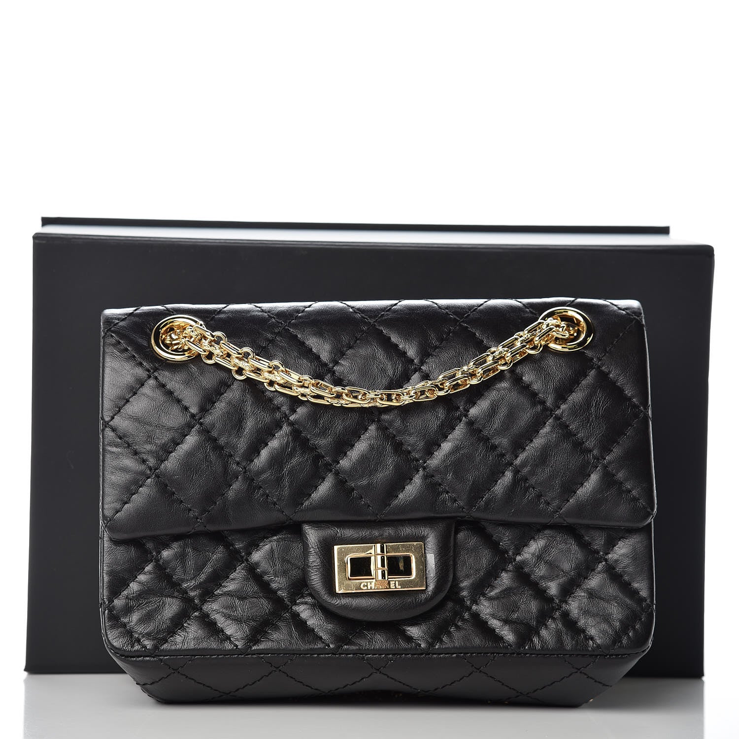 Chanel Aged Calfskin Quilted 2.55 Reissue Mini Flap Black 13 of 13