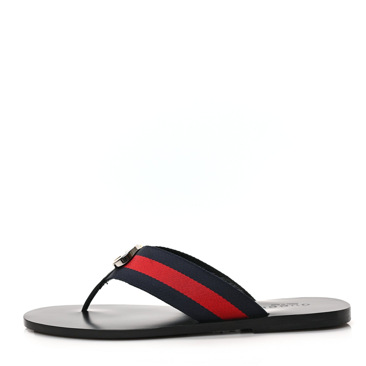 Gucci Nylon Calfskin Web Mens GG Thong Sandals 10.5 Blue Red Black 1 of 9