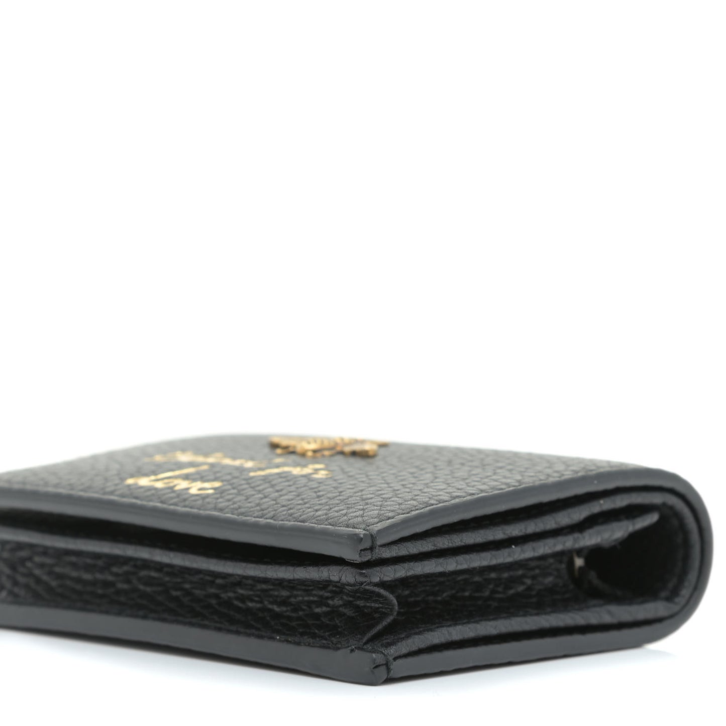 Pebbled Calfskin Animalier Card Case Black