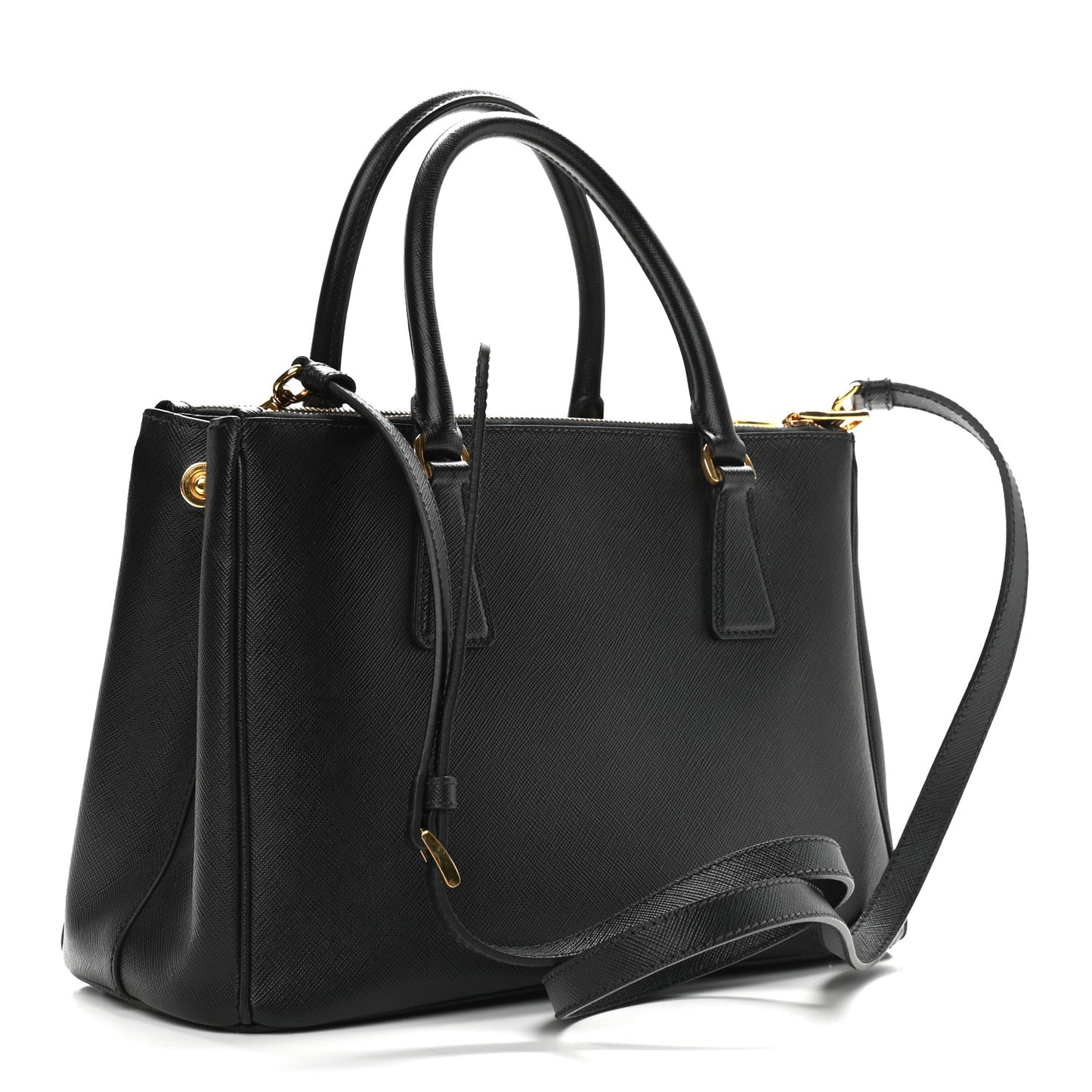 Saffiano Small Galleria Double Zip Tote Black