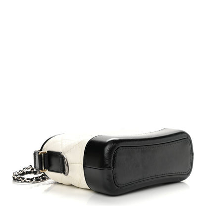 Chanel Aged Calfskin Quilted Small Gabrielle Hobo Black White 4 of 10