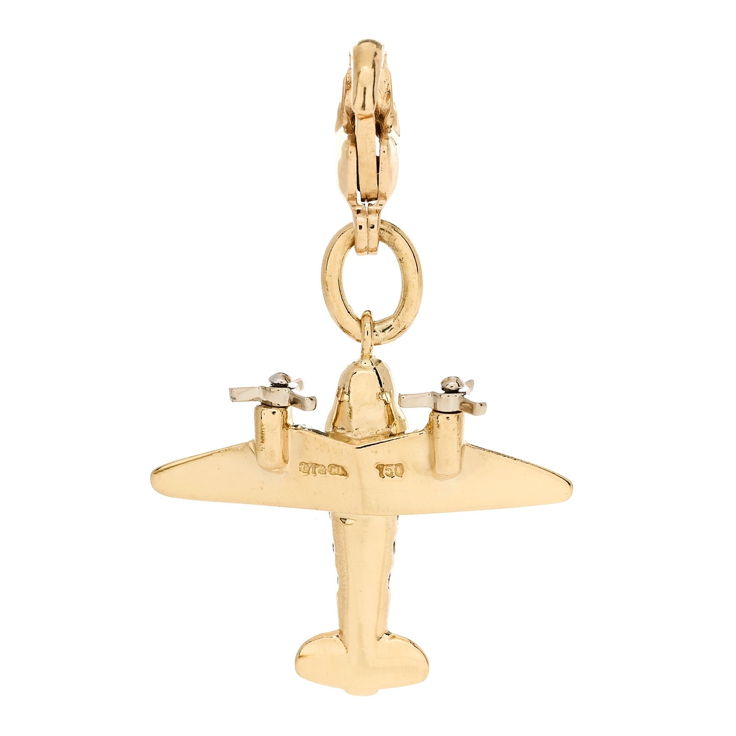 18K Yellow Gold Diamond Airplane Charm