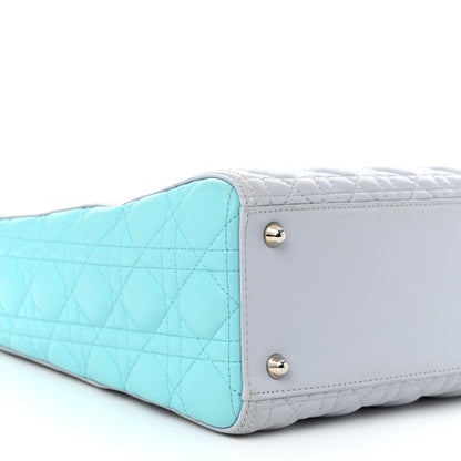 Christian Dior Lambskin Cannage Large Lady Dior Grey Turquoise 9 of 13
