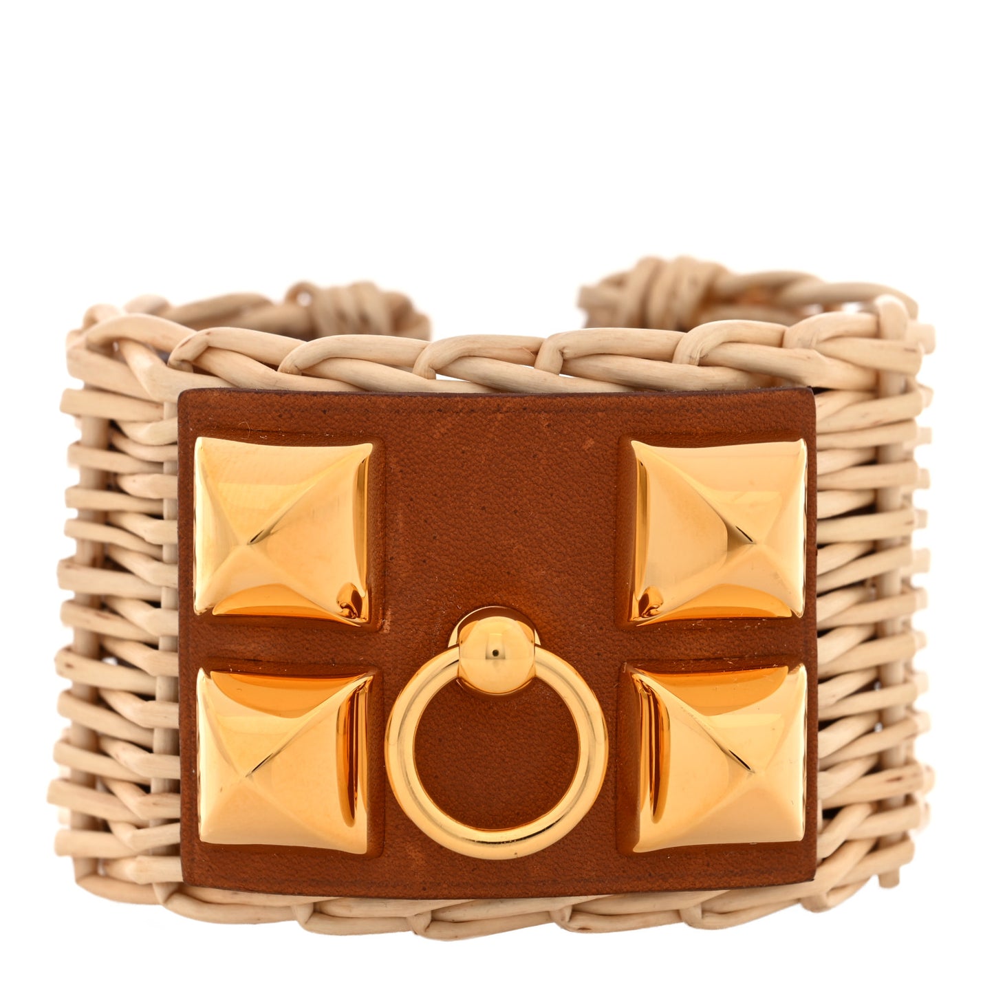 Wicker Barenia Medor Picnic Cuff Bracelet T2 Fauve