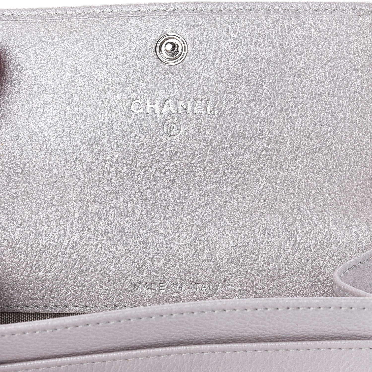 Chanel Metallic Goatskin Embossed Jacket Card Holder Silver 6 of 9
