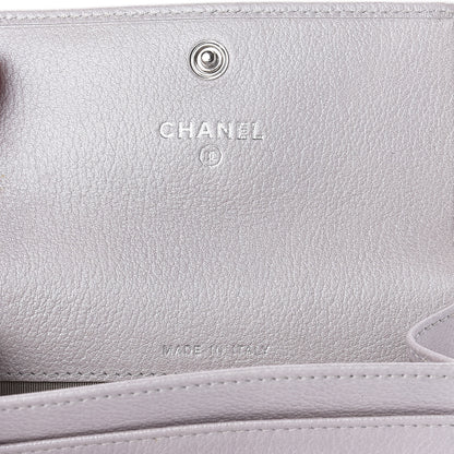 Chanel Metallic Goatskin Embossed Jacket Card Holder Silver 6 of 9
