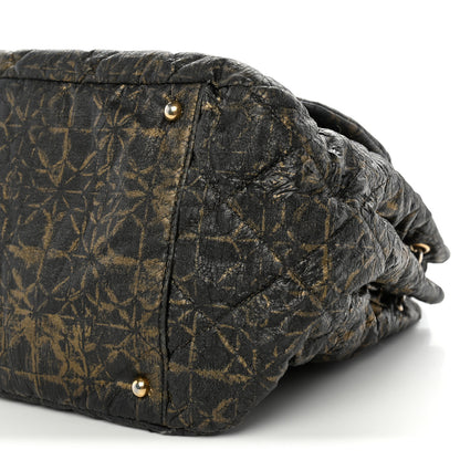 Chanel Nylon Printed Quilted Accordion Flap Black Gold 10 of 13