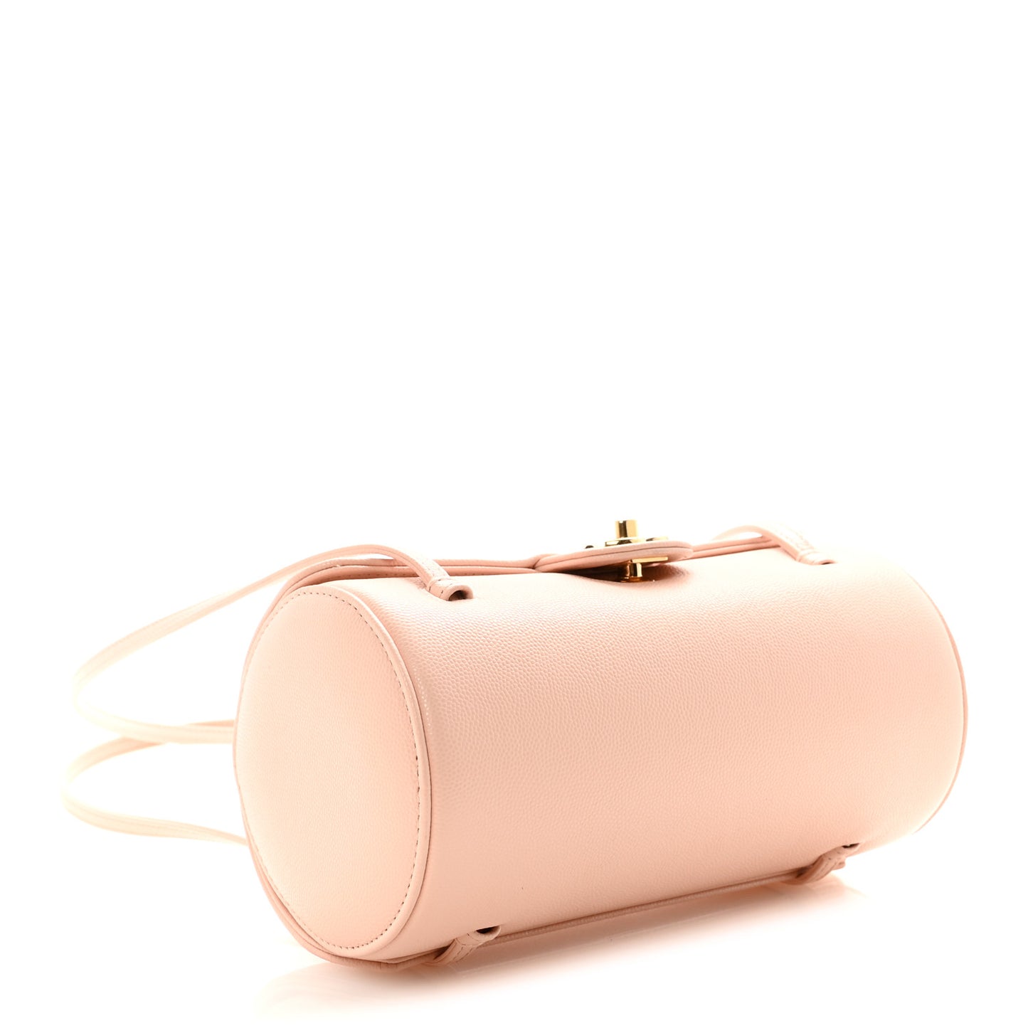 Shiny Caviar Preppy Coco Small Bowling Bag Light Pink