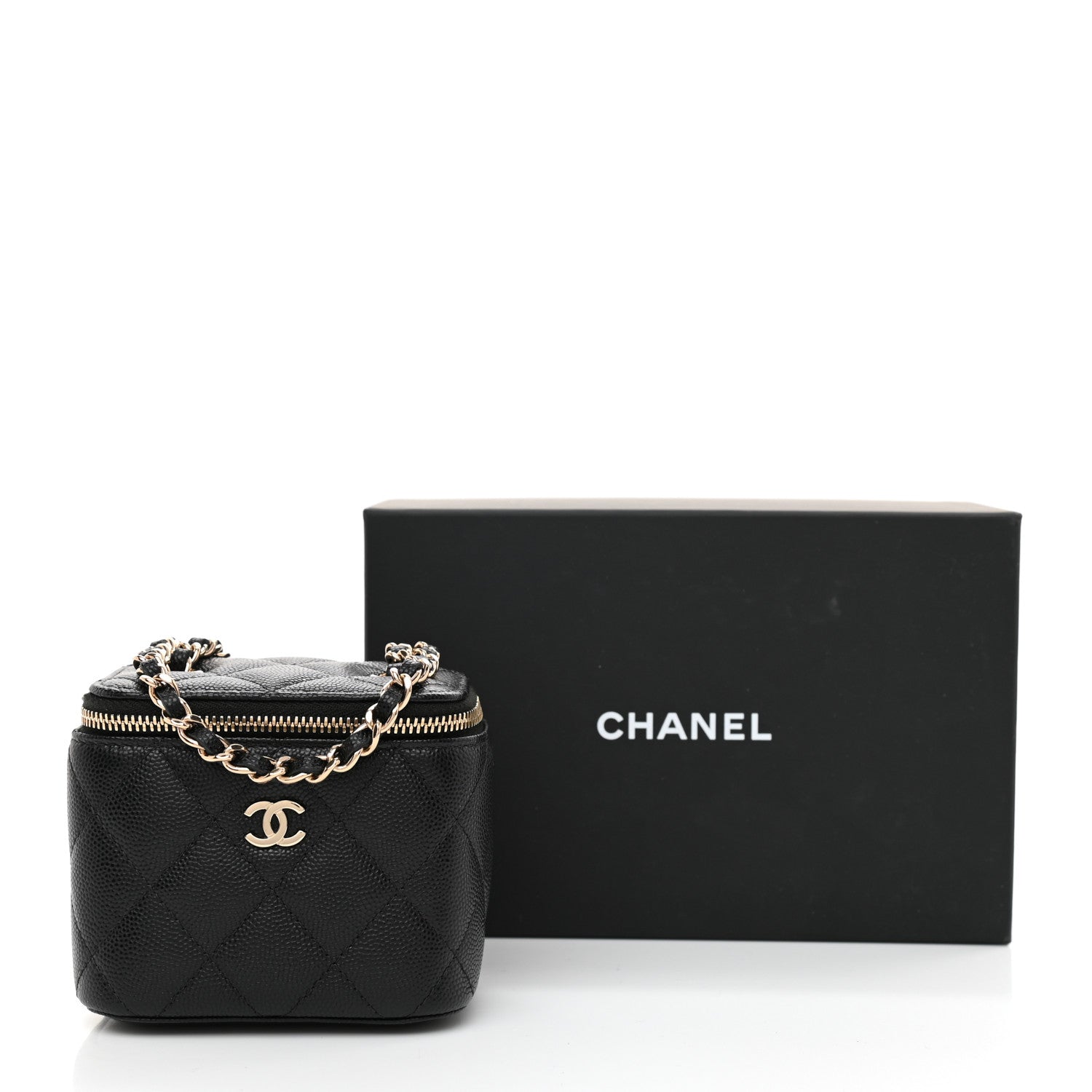Chanel Caviar Quilted Mini Vanity Case With Chain Black 11 of 11