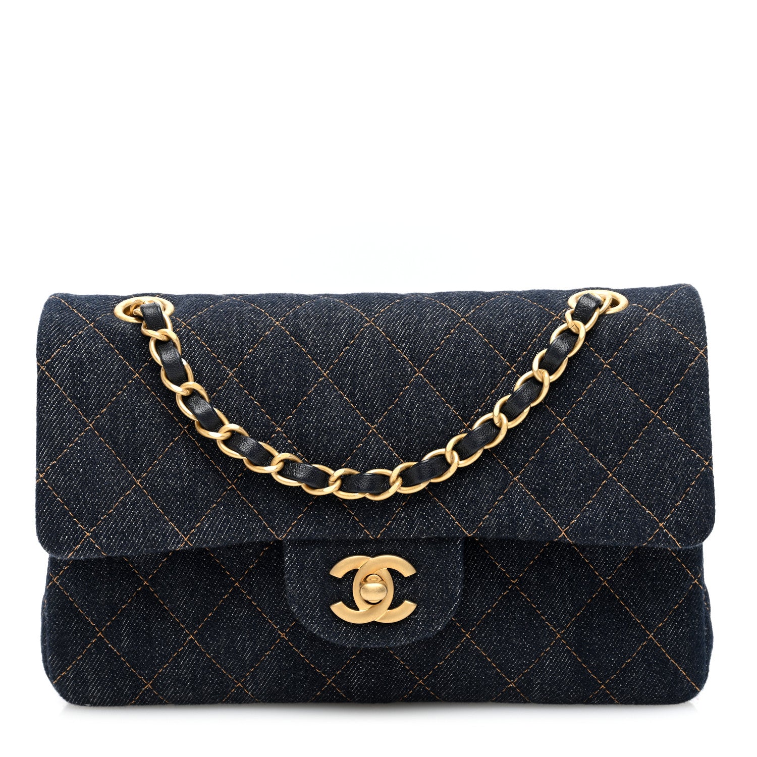 Chanel Denim Quilted Medium Double Flap Dark Blue 1 of 10