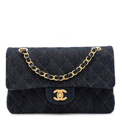 Chanel Denim Quilted Medium Double Flap Dark Blue 1 of 10
