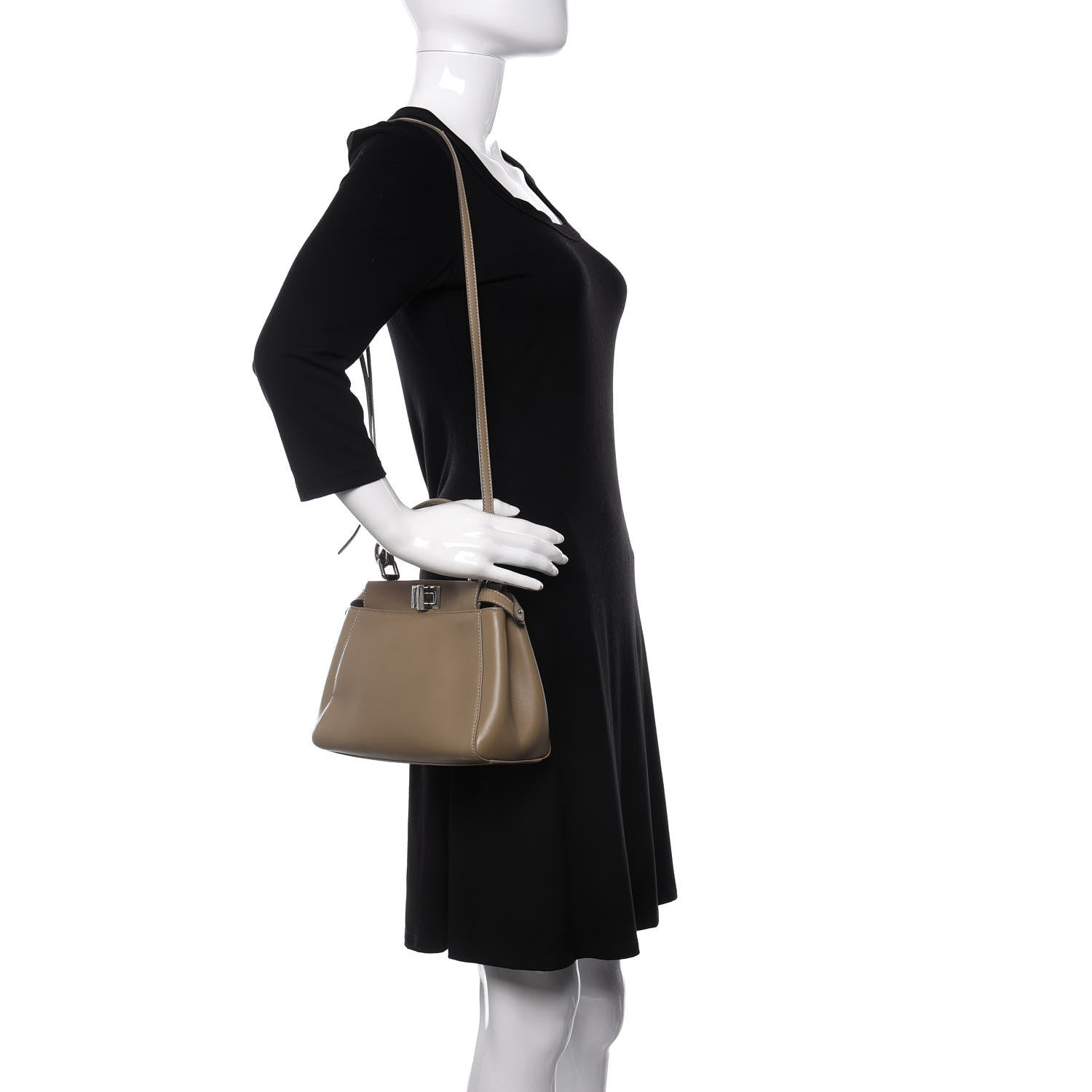 Fendi Nappa Mini Peekaboo Iconic Satchel Tortora 2 of 11