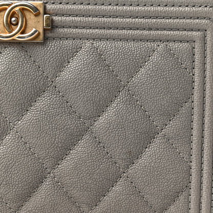 Chanel Caviar Quilted Small Boy Clutch With Chain Grey 14 of 16