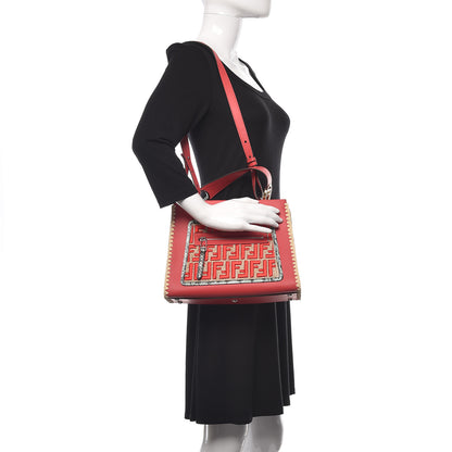 Fendi Vitello Century Raffia Elaphe F is Fendi FF Woven Embroidered Small Runaway Satchel Fiamma Menta 2 of 12