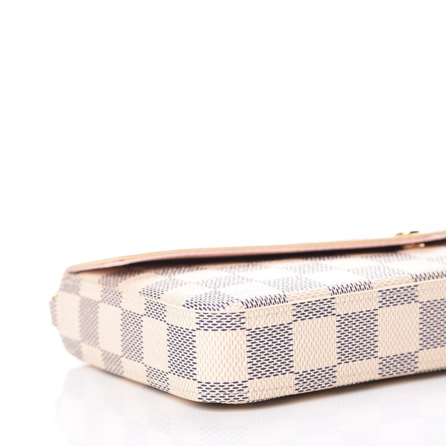 Damier Azur Pochette Felicie Chain Wallet Rose Ballerine