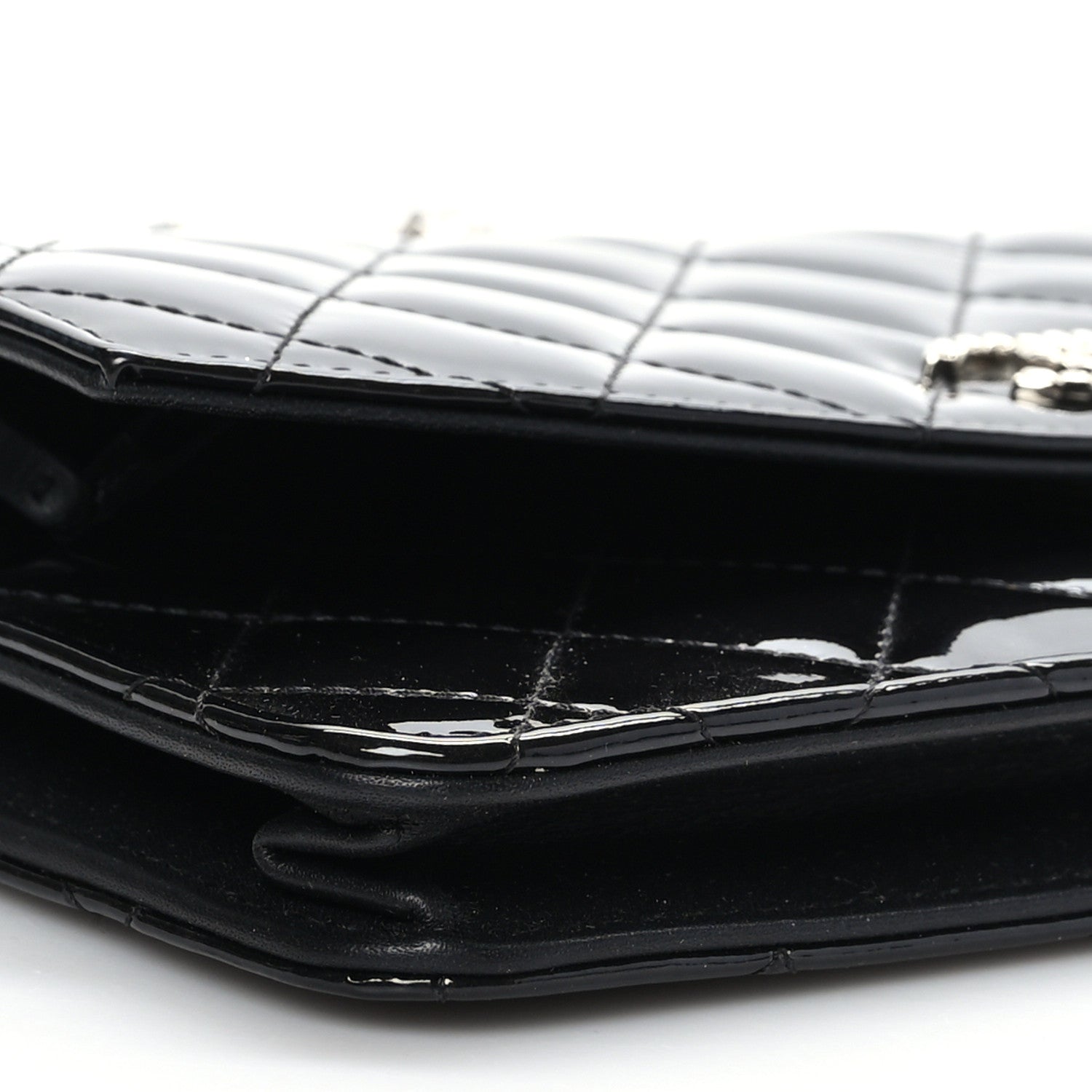 Chanel Patent Quilted Brilliant Wallet On Chain WOC Black 8 of 9