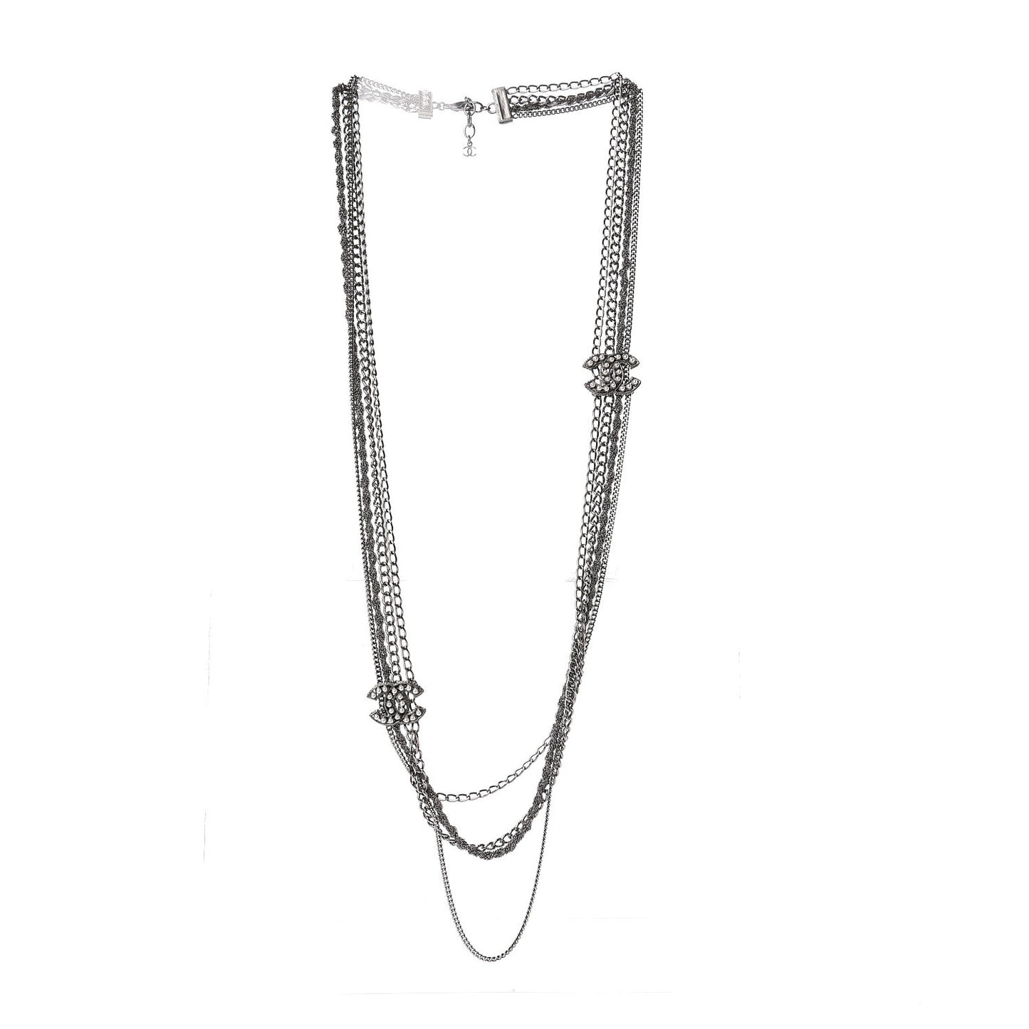 Ruthenium Pearl CC Long Multistrand Necklace