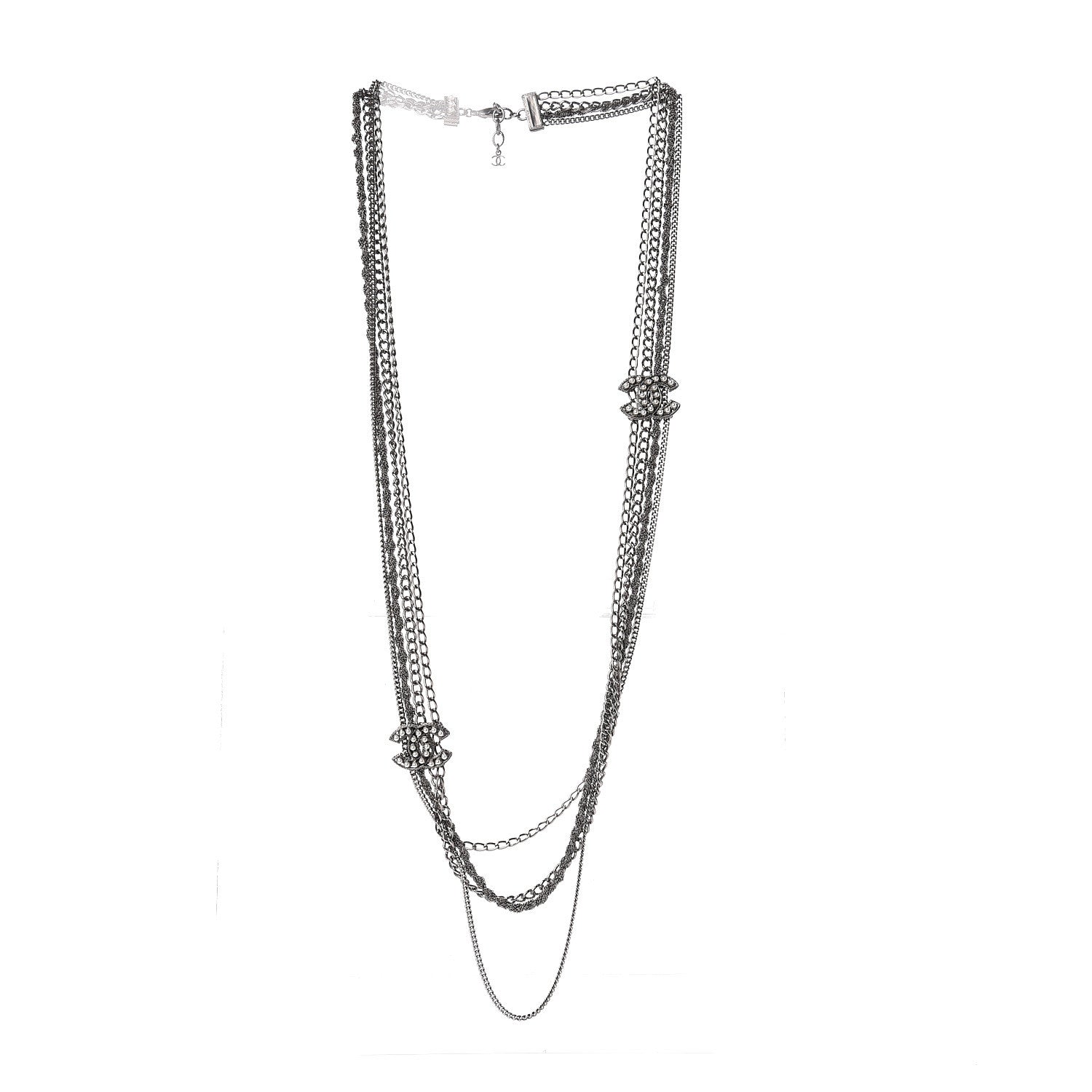 Chanel Ruthenium Pearl CC Long Multistrand Necklace 3 of 5
