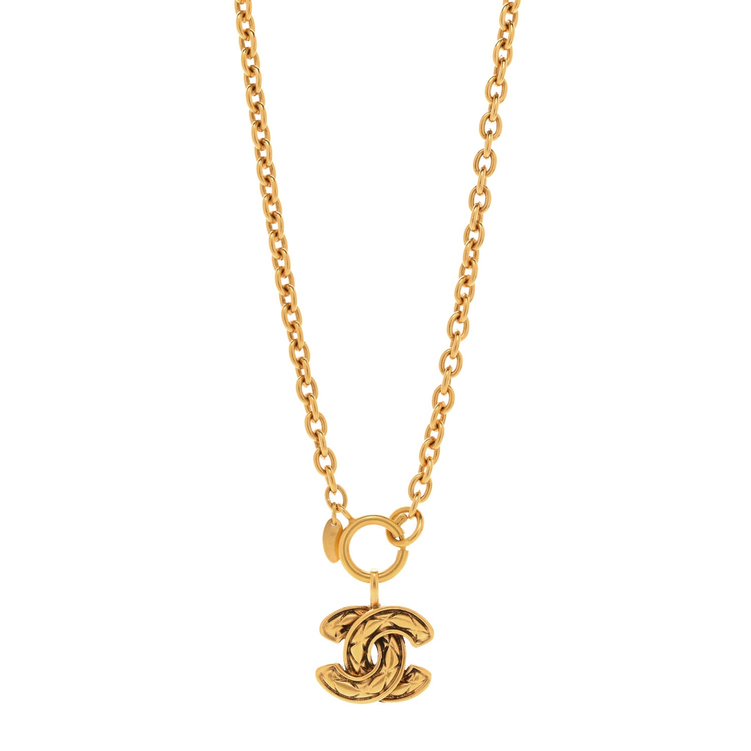 Chanel Metal Quilted CC Long Necklace Gold 1 of 4
