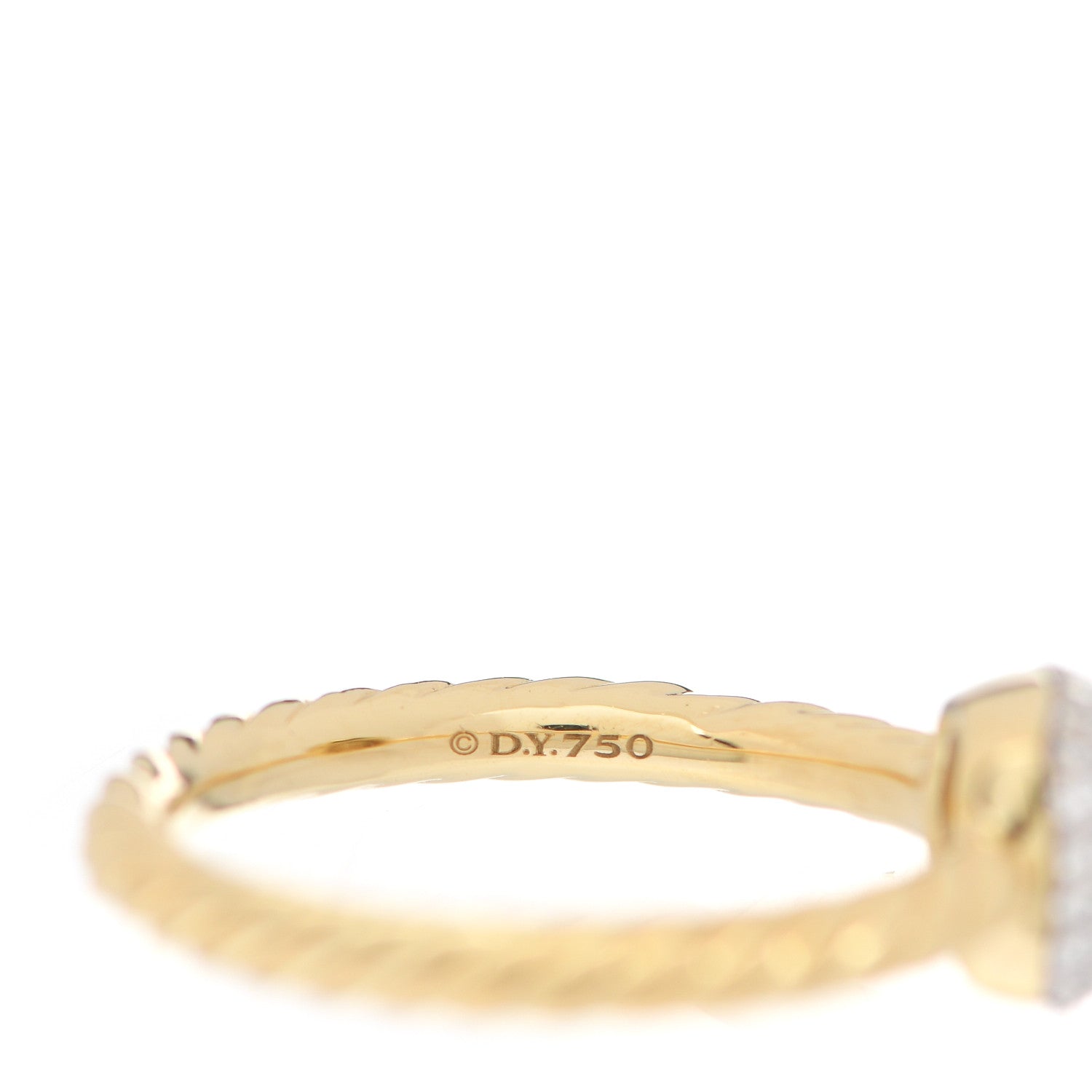 David Yurman 18K Yellow Gold Diamond 8mm Petite Pave Cushion Ring 54 7 4 of 5
