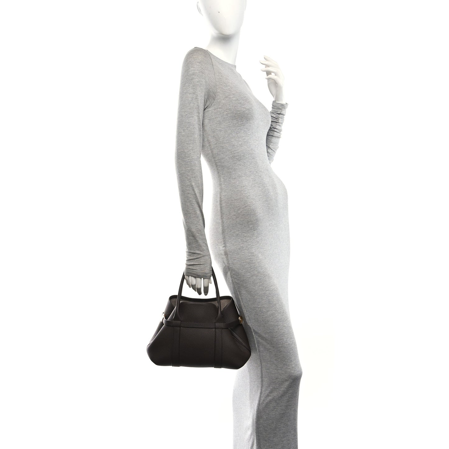 Grained Calfskin Small Ghiera Shopper Tote Brown