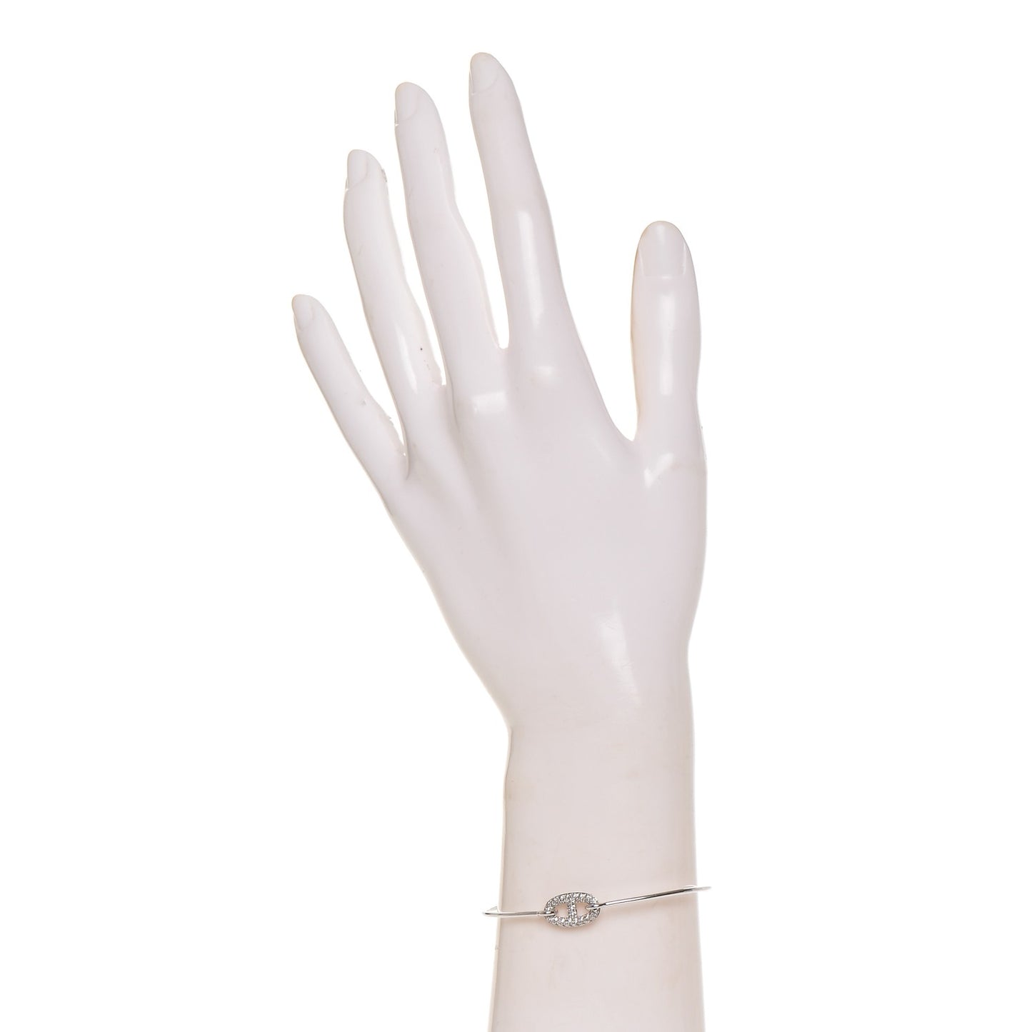 18K White Gold Diamond PM Ronde Chaine d'Ancre Bracelet SH