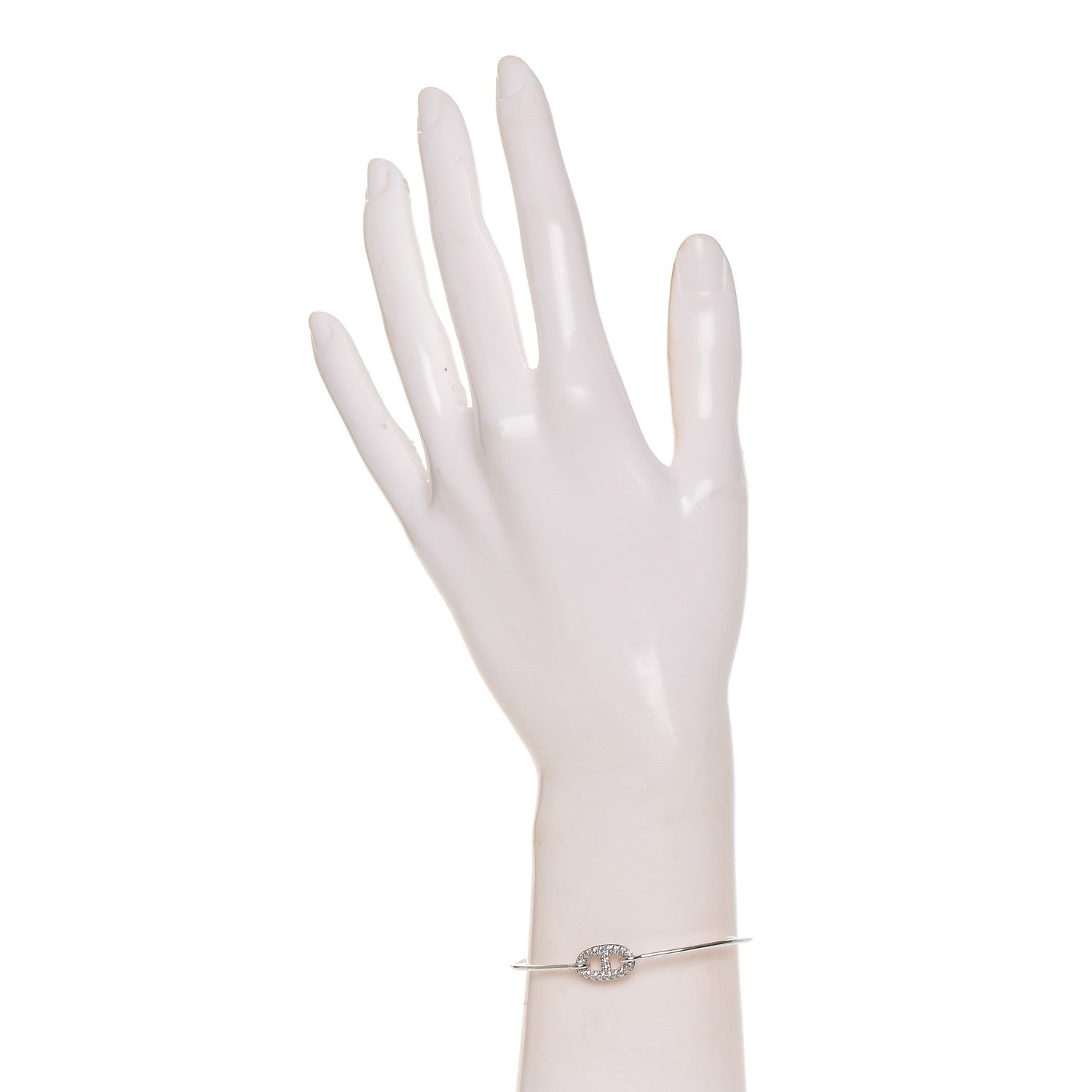 Hermes 18K White Gold Diamond PM Ronde Chaine d'Ancre Bracelet SH 2 of 6