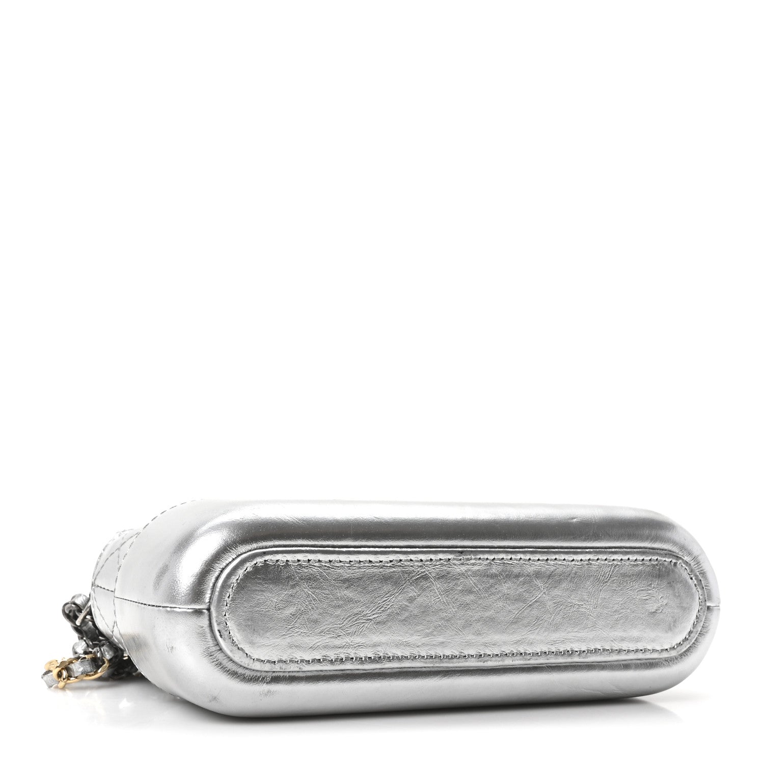Chanel Metallic Lambskin Calfskin Quilted Small Gabrielle Clutch With Chain Silver 4 of 11