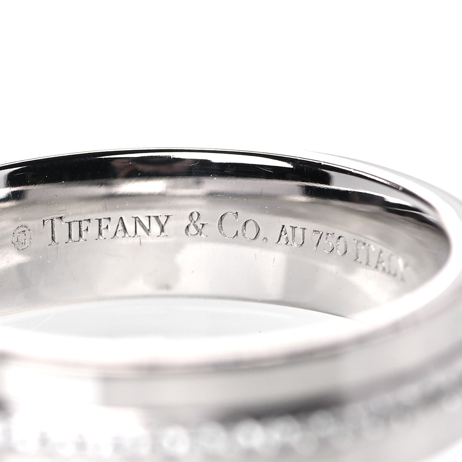 Tiffany 18K White Gold Diamond T Two Narrow Ring 48 4.5 4 of 5