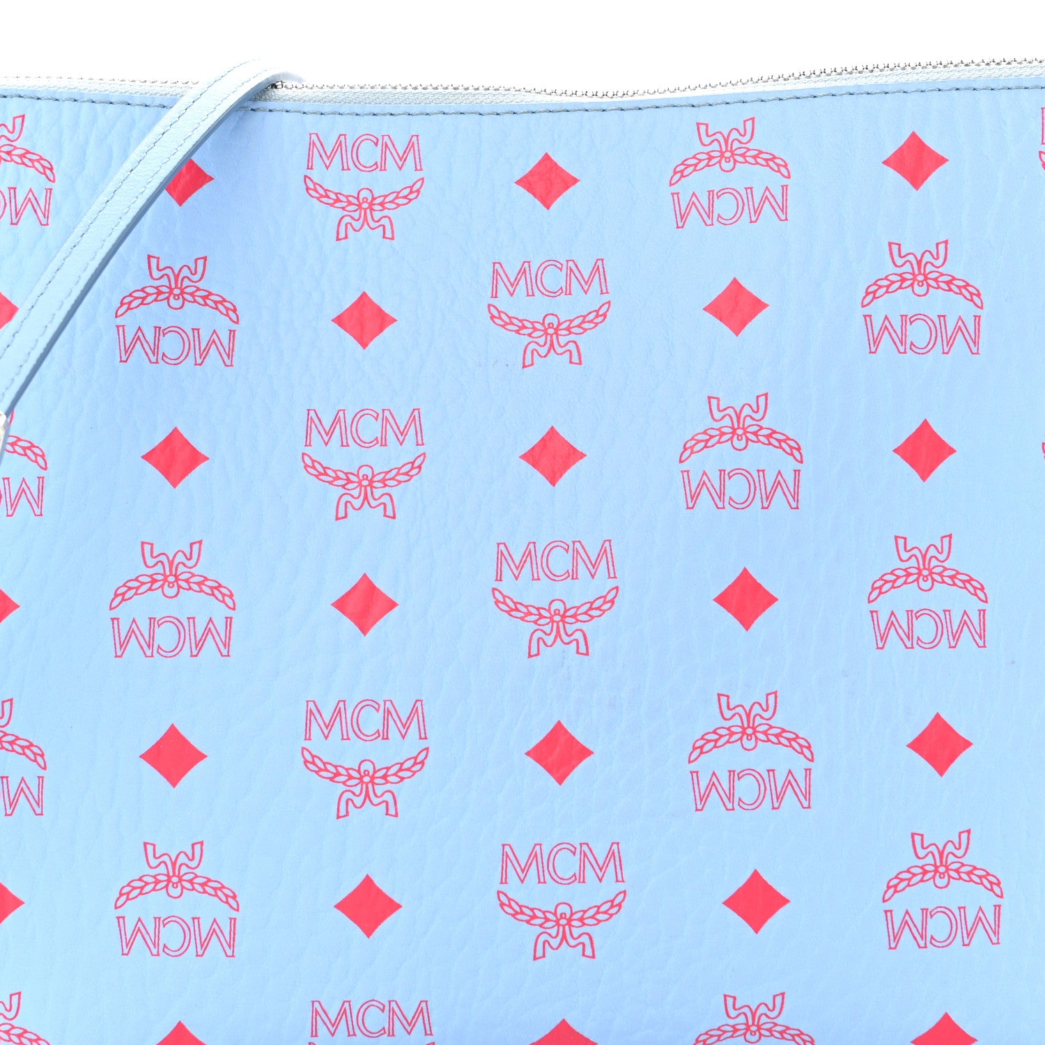 MCM Visetos Original Medium Pouch Light Blue Red 8 of 12
