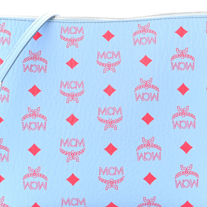 MCM Visetos Original Medium Pouch Light Blue Red 8 of 12