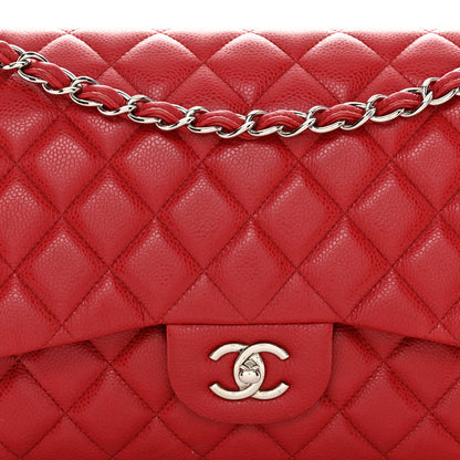 Chanel Caviar Quilted Jumbo Double Flap Red 8 of 12