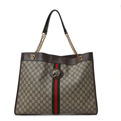 Gucci GG Supreme Monogram Large Rajah Chain Tote Beige New Acero 1 of 8