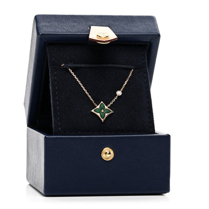 Louis Vuitton 18K Pink Gold Diamond Malachite Color Blossom BB Star Pendant Necklace 5 of 5