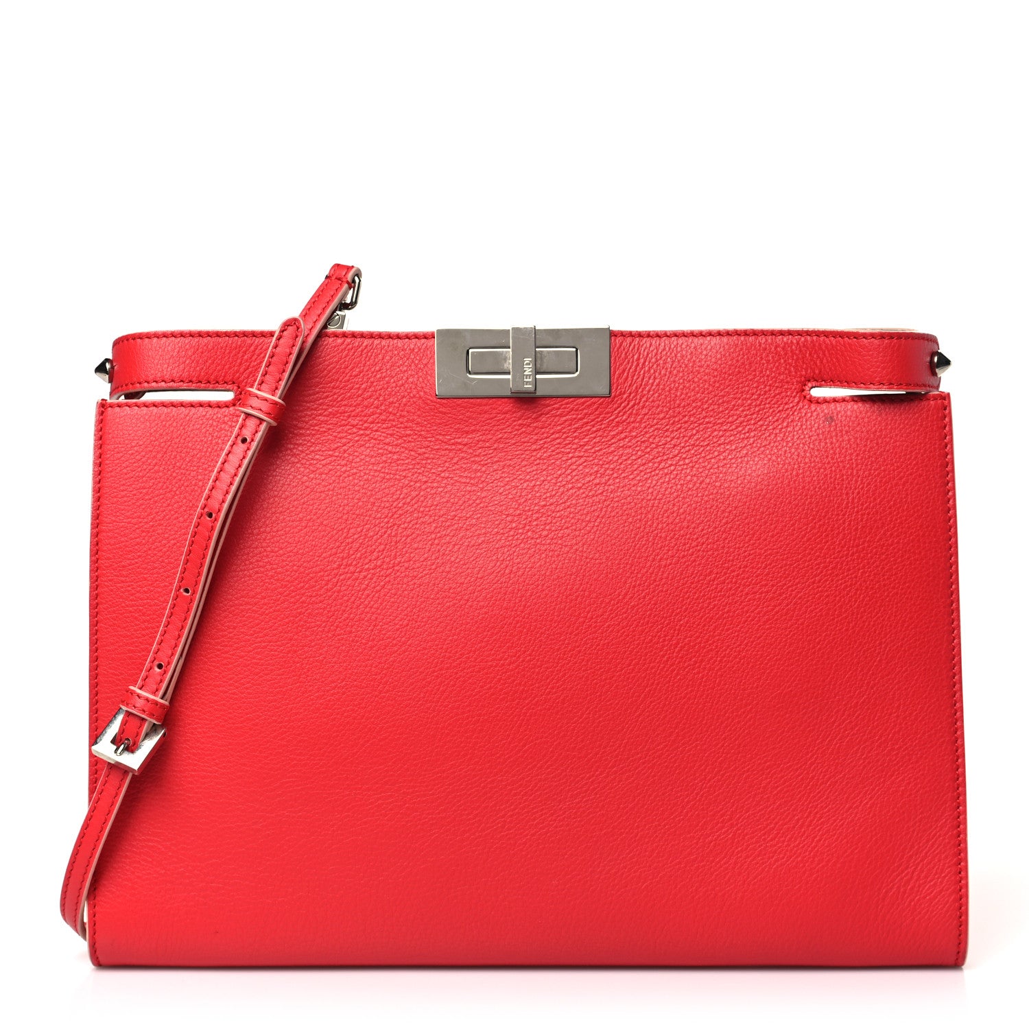 Fendi Vitello Seta Burro Peekaboo Pochette Crossbody Papavero 1 of 10