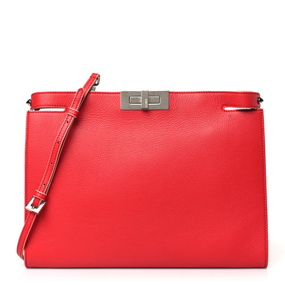 Fendi Vitello Seta Burro Peekaboo Pochette Crossbody Papavero 1 of 10
