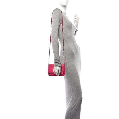 Chanel Lambskin Quilted Wallet On Chain WOC Dark Pink 2 of 11