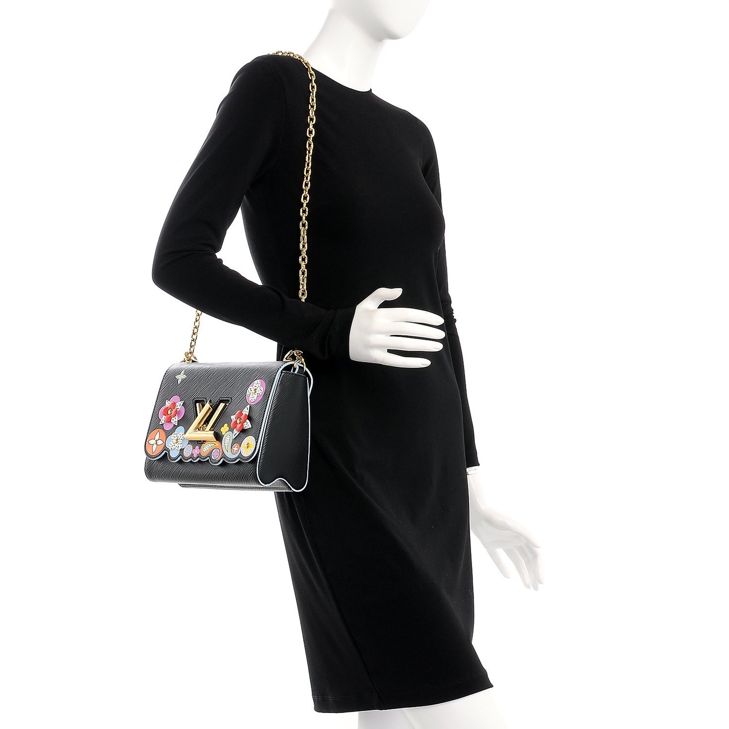 Epi Blooming Flowers Twist Shoulder Bag MM Black