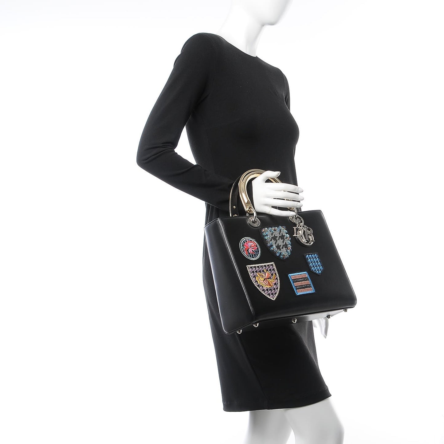 Smooth Calfskin Large Lucky Badges Lady Dior Black